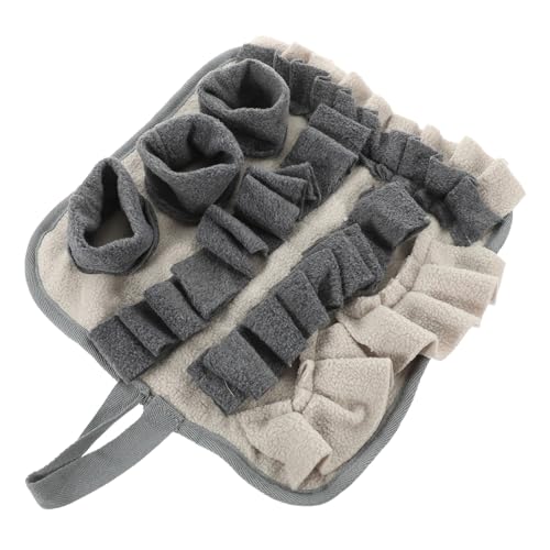 BUGUUYO Pet Sniffing Pad Puzzle-Futterspender für Hunde Nasenarbeitsdecke für Haustiere Hasen Spielzeug kaninchenspielzeuge Heimtierbedarf entzückende Schnupftabakdecke Polarfleece Grey von BUGUUYO