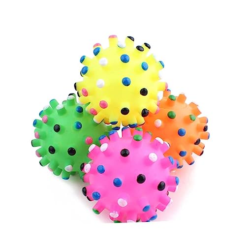 BUGUUYO Pet Toys Kauspielzeug, bunter Kauball, Kauball, Quackgeräusch-Spielzeug, schönes Katzenspielzeug, hübscher Dornenball von BUGUUYO