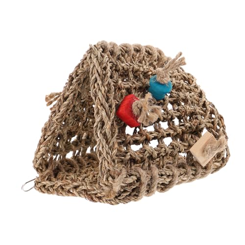 BUGUUYO Rattan-Vogel-hängematte Vogel Kuschelhütte Vogelschlafbett Ausgestopfter Hamster Hängemattenkäfigzelt Guinea-Schlafsack Bettnest Für Papageien Vogelnest Vogelfutter-hängematte von BUGUUYO