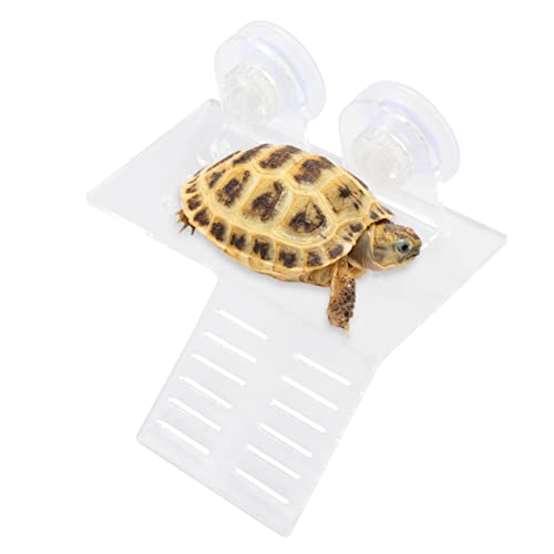 BUGUUYO Turtle Dock Mit Grassimulation Schwimmende Sonnenplattform Weiß Mit 2 Näpfen von BUGUUYO