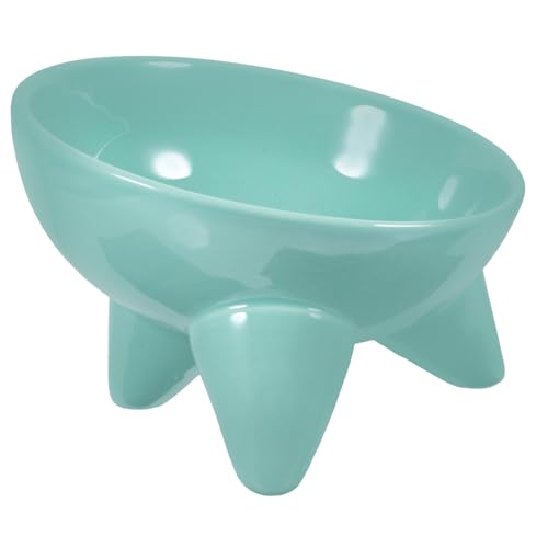 BUGUUYO Schräge Stativschale pet Water Bowl pet Supplies näpfe Katzen wasserschale Katzennapf Katzennäpfe Nackenschutznapf für Haustiere hoher Futternapf für Hunde Keramik Light Green von BUGUUYO