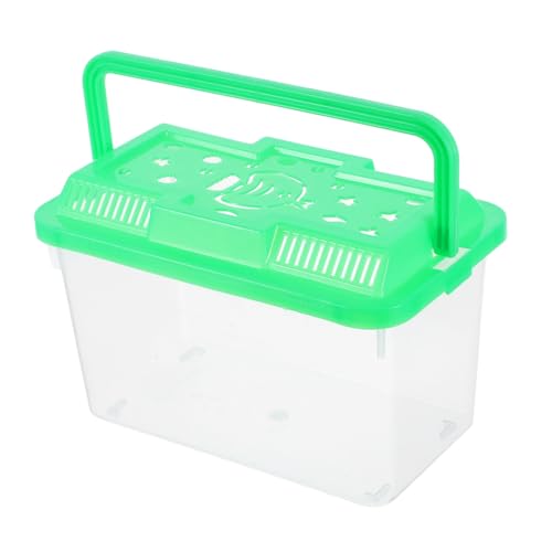 BUGUUYO Handlicher Tragbarer Fischbehälter Transparentes Mini Aquarium Mit Sicherem Deckel Und Belüftung Geeignet Für Garnelen Hamster Und Andere Haustiere Grünes Design Mit von BUGUUYO