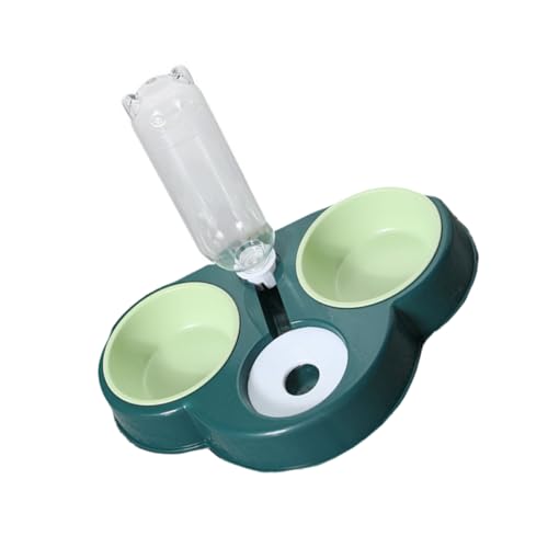 BUGUUYO Trinkbrunnen für Haustiere pet Feeder pet Food Container katzennäpfe katzenschalen Futterautomat für Katzenfutter Doppelnapf für Haustiere Futterausgabeschale Katzennapf Abs Green von BUGUUYO