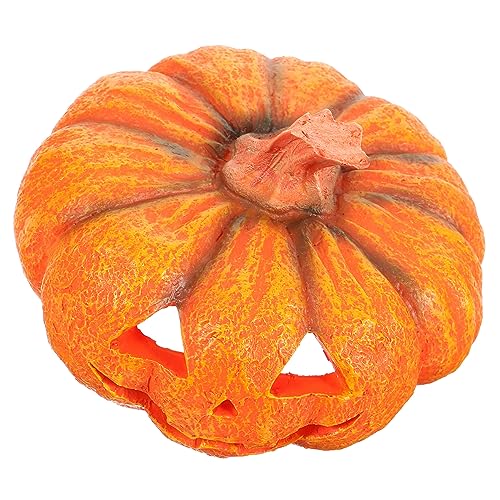 BUGUUYO Versteckloch für Reptilien Kürbis versteckte Höhle Halloween-Kürbis-Skulptur Kokoshaut künstliche kürbisse Pumpkin Decor Reptilien-Höhlenornament Reptilienhöhlenschmuck Harz Orange von BUGUUYO