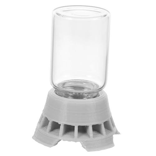 BUGUUYO Wasserspender für Haustiere Wellensittich Wasserspender Ameisen Wasserspender für Vögel Gecko-Fütterungsbecher katzenfutterspender automatisch klein Wasserzufuhr Glas Light Grey von BUGUUYO