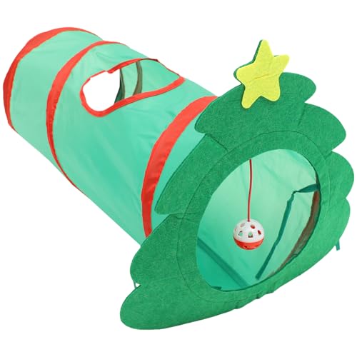 BUGUUYO Weihnachtskatzenkratzer Spielzeugzubehör Pet-Tube- bequemer Katzentunnel interaktives katzenspielzeug Interactive cat Toy Hundetunnel für Kätzchen Polyester von BUGUUYO