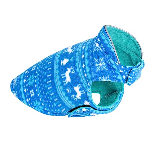 BUGUUYO Weihnachtskleidung für Hunde weihnachtshundeoutfit Winddichte hundeweste lustige Hundehemden weihnachtsdeko Weihnachtskleidung für Haustiere Haustier Geschirr Polarfleece Sky-Blue von BUGUUYO