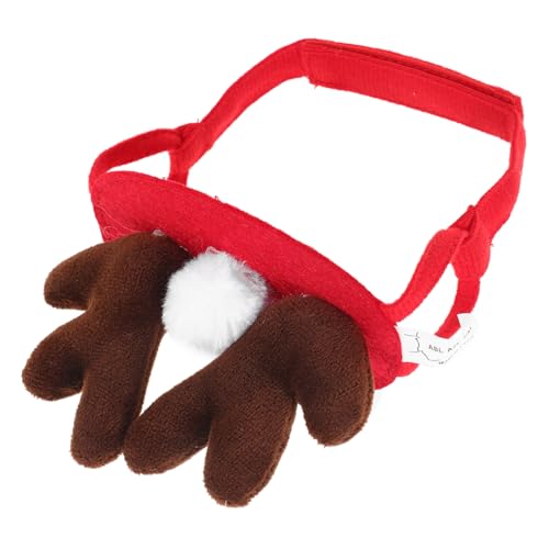 BUGUUYO Weihnachtskopfschmuck für Haustiere Hundegeisterkostüm Kuh-Stirnband Mütze Weihnachtskatzenhaarreif Weihnachtskatzenkopfschmuck Cosplay-Stirnband Katze kostüm Plüsch rot von BUGUUYO