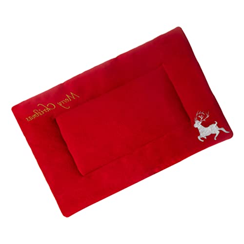 BUGUUYO Kätzchenbett Weihnachtsmatte Für Haustiere Kleine Hundecouch Teppich Warmes Bett Plüsch- Rot Haustierbett von BUGUUYO