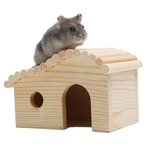 BUGUUYO Für Hamster Und Kleine Tiere Bewegliches Spielhaus Und Nest Habitat Für Haustiere Geeignet Für Hamster äuse Und Andere Kleintiere Natürliche Holzfarbe von BUGUUYO