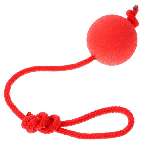 BUGUUYO bissfestes elastisches Ballspielzeug Katzenseilspielzeug mit Apportierbälle für Hunde Hundeball Dog chew Toy hundekauspielzeuge Seil Gummiball Spielzeugball für Haustiere rot von BUGUUYO