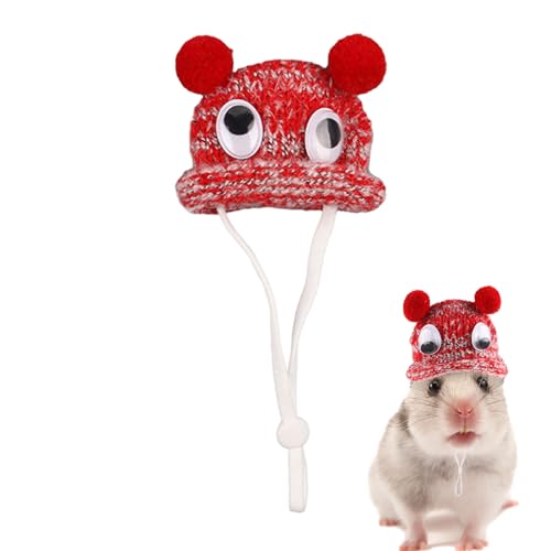 BUKISA Hamster-Strickmütze, Meerschweinchen-Mütze | Warme gemütliche Handgestrickte Mütze,Weiche, gemütliche kleine Hüte mit verstellbarem Riemen, Kleidung, Kostümzubehör, Hamster-Outfits von BUKISA