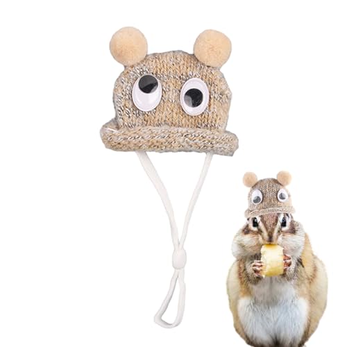 BUKISA Hamster-Strickmütze, Meerschweinchen-Mütze - Warme gemütliche Handgestrickte Mütze - Weiche, gemütliche kleine Hüte mit verstellbarem Riemen, Kleidung, Kostümzubehör für Meerschweinchen von BUKISA