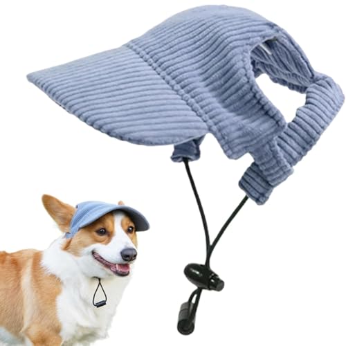 Hunde Baseballmütze, Hut Hundecap mit Ohrlöchern für Welpen Haustier, Pet Eltern Kind Mütze, Verstellbar Sommer Sonnenschutz, Hunde Sonnenhut Benutztm für Welpen Hunde Mütze (Blau, L) von BUKYCAT