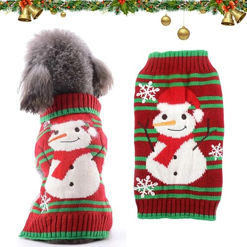 Hundepullover Weihnachten Hund Rollkragenpullover Weihnachten Muster Strickwaren warme Haustier Pullover, Winter Hund Mantel, Pullover Pet-Kostüm für Hundepullover klein mittelgroße Hunde (L, B) von BUKYCAT