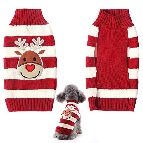 Hundepullover Weihnachten Hund Rollkragenpullover Weihnachten Muster Strickwaren warme Haustier Pullover, Winter Hund Mantel, Pullover Pet-Kostüm für Hundepullover klein mittelgroße Hunde (L, A) von BUKYCAT