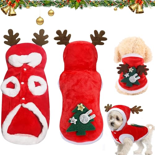 Weihnachten Haustier Kleidung, Hundekostüm Weihnachte, Haustier-Elch-Weihnachtskostüm, Weihnachten Katzen Kleidung, Pet Hoodies warme Hundemantel für Katzen Hunde Schnauzer Teddy Pudel Chihuahua (L) von BUKYCAT