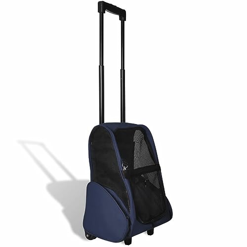 BULANED Multifunktionaler Haustiertrolley Zusammenfaltbar Blau, Hunderucksack, Hundewagen, Katzen Rucksack, Hundetasche Für Kleine Hunde, Katzenbox, Katzenwagen, Hundetragetasche von BULANED