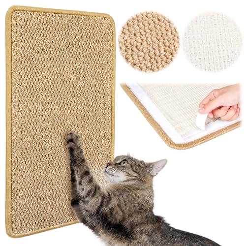 Kratzmatte Katze 60x40cm Kratzteppich Wand mit Klettverschluss Selbstklebend, Sisalmatte Premium Dicke Sisal-Imitat Kratzpad für Katzen Widerstandsfähig für Schutz von Sofa, Tür und Möbel von BULANGDE