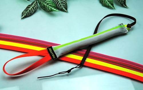 BULLYZEI Beißwurst-Peitsche Feuerwehrschlauch Neon-Extrem 20cm Hundesport (Neon-pink gummiert) von BULLYZEI