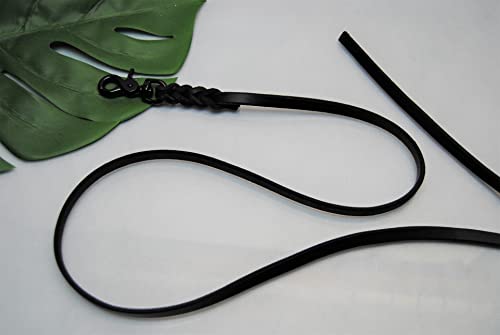 BULLYZEI Lederleine geflochten schwarz 10mm x 2m ohne Schlaufe Scheren-Karabiner Führleine von BULLYZEI