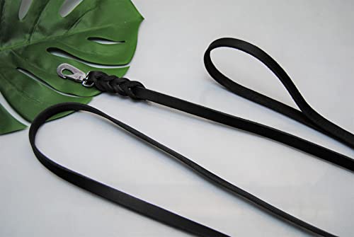 BULLYZEI Lederleine geflochten schwarz 13mm x 5m MIT Schlaufe Schweden-Karabiner Schleppleine Fährtenleine von BULLYZEI