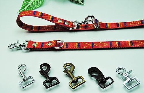 Extra Lange und breite Leine Nylon 4-Fach verstellbar Indianer rot 3m x 25mm Führleine (Karabiner: Silber) von BULLYZEI