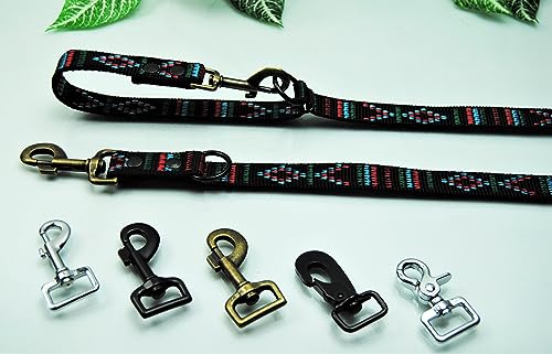 Extra Lange und breite Leine Nylon 4-Fach verstellbar Indianer schwarz 3m x 25mm Führleine (Karabiner: Silber) von BULLYZEI