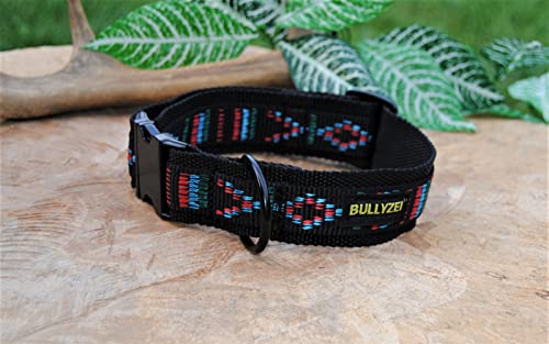 Halsband Nylon 4cm breit, Gr.M-L Schwarz-Indianer Retriever von BULLYZEI