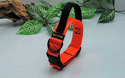 Halsband mit Griff 4cm breit Gr.M Neon-Orange von BULLYZEI