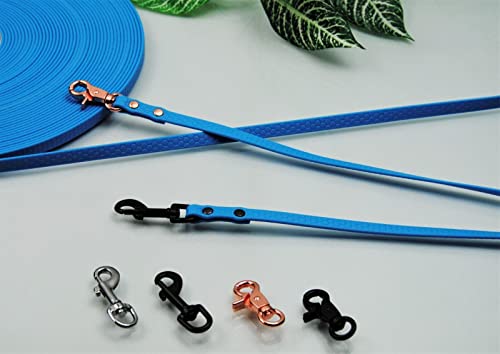 Hundeleine Gummi PVC Blau 10mm x 3m ohne Schlaufe Silber Karabiner Schleppleine Welpenleine von BULLYZEI