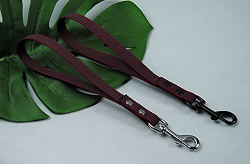 Kurzführer Leine gummiert 35cm MIT Schlaufe Bordeaux, Karabiner Silber, Kurzleine von BULLYZEI