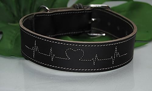 Lederhalsband 45cm Gr.S-M, schwarz Herzschlag Fettleder von BULLYZEI