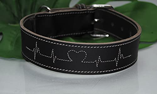 Lederhalsband 60cm Gr.L, schwarz Herzschlag Fettleder von BULLYZEI