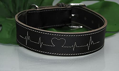 Lederhalsband 70cm Gr.L-XL, schwarz Herzschlag Fettleder von BULLYZEI