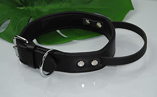 Lederhalsband mit Griff 50cm schwarz Hetzhalsband von BULLYZEI