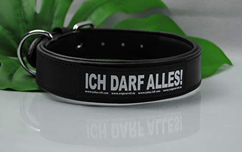 Lederhalsband mit Klettlogo ICH DARF Alles, 80cm x 4cm von BULLYZEI