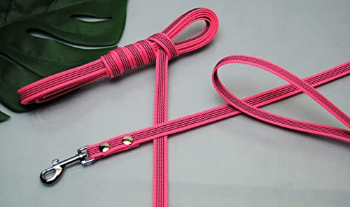 Leine gummiert 1,5m x 15mm MIT Schlaufe Neon-Pink Trainingsleine von BULLYZEI