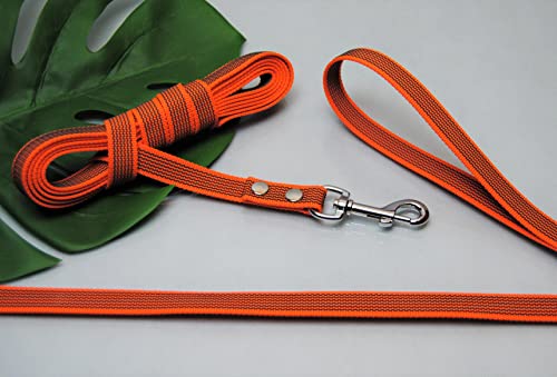 Leine gummiert 1,5m x 15mm ohne Schlaufe Orange Trainingsleine von BULLYZEI