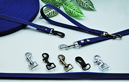 Leine gummiert Royal-Blau 20mm x 1,5m ohne Schlaufe, Scheren-Haken, Trainingsleine von BULLYZEI