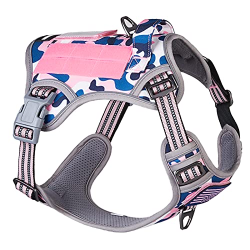 BUMBIN Taktisches Hundegeschirr für kleine Hunde, kein Ziehen, Fit Smart Reflektierendes Haustier Walking Harness für Training, Verstellbares Hundeweste Geschirr mit Griff Rosa S von BUMBIN