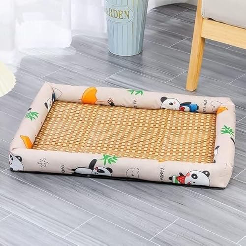 Hundebett, Kühlmatte, Hundematte, Haustier Hund Katze EIS Bett Kühlung Sommer Pad Matte Atmungsaktive Sofa Hund Katze Schlafen Bett for Kleine Mittel Große Hunde Katze Matten S 2XL (Color : Beige Pan von BUNGAA