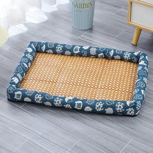 Hundebett, Kühlmatte, Hundematte, Haustier Hund Katze Eis Bett Kühlung Sommer Pad Matte Atmungsaktive Sofa Hund Katze Schlafen Bett for Kleine Mittel Große Hunde katze Matten S 2XL ( Color : Blue Cat von BUNGAA