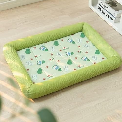 Hundebett, Kühlmatte, Hundematte, Sommer Kühlung Haustier Hund Matte Eis Pad Hund Schlafen Quadratische Matten for Hunde Katzen Pet Zwinger Kühlen Kalten Seide hund Bett ( Color : Square Avocado , Siz von BUNGAA