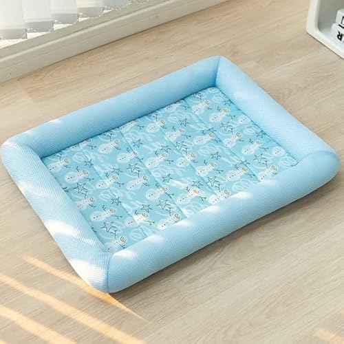 Hundebett, Kühlmatte, Hundematte, Sommer Kühlung Haustier Hund Matte Eis Pad Hund Schlafen Quadratische Matten for Hunde Katzen Pet Zwinger Kühlen Kalten Seide hund Bett ( Color : Square Snowman , Siz von BUNGAA