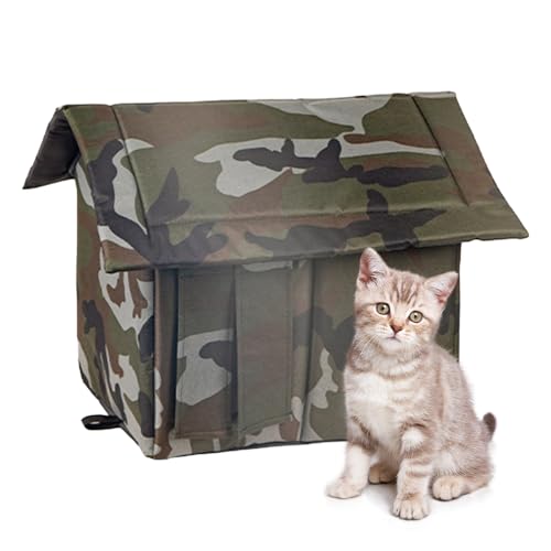 BUNIQ Outdoor Pets Cat House for Outdoors, Stray Cat Shelter Warm Weatherproof, Waterproof Outdoor Pet House for Feral Cats Dogs Stray Cat House with Individual Cushions von BUNIQ