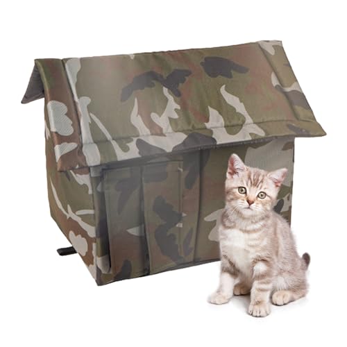 BUNIQ Outdoor Pets Cat House for Outdoors, Stray Cat Shelter Warm Weatherproof, Waterproof Outdoor Pet House for Feral Cats Dogs Stray Cat House with Individual Cushions von BUNIQ