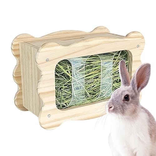 Heuraufe, Heuhalter | Heuhalter aus Holz - Futterspenderständer für Hasen, Chinchillas, Meerschweinchen, Holzgrashalter, Kleintierkäfigzubehör Buniq von BUNIQ