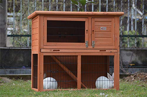 BUNNY BUSINESS BB-36-DDU, 2-stöckiger Doppeldecker-Stall für Kaninchen/Meerschweinchen, mit verschiebbarem Tablett, Rot von BUNNY BUSINESS