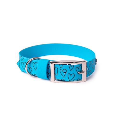 BURA Wasserdichtes Hundehalsband – geruchshemmend, robust und bequem – modernes Design mit verschiedenen Mustern – ideal für Spaziergänge und aktive Tage, Großes Herz, Hellblau, S BURA Wasserdichtes Hundehalsband – geruchshemmend, robust und bequem – modernes Design mit verschiedenen Mustern – ideal für Spaziergänge und aktive Tage, Großes Herz, Hellblau, S von BURA